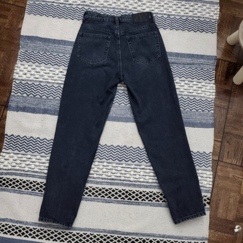 Zara Tapered Charcoal Black Stone Wash Mom Jeans